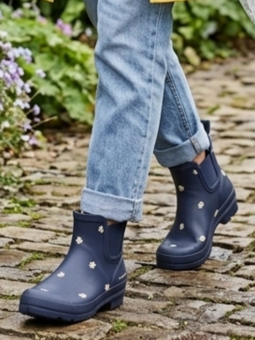 London Fog Navy Daisy Palta Chelsea Rain Boots Size 8